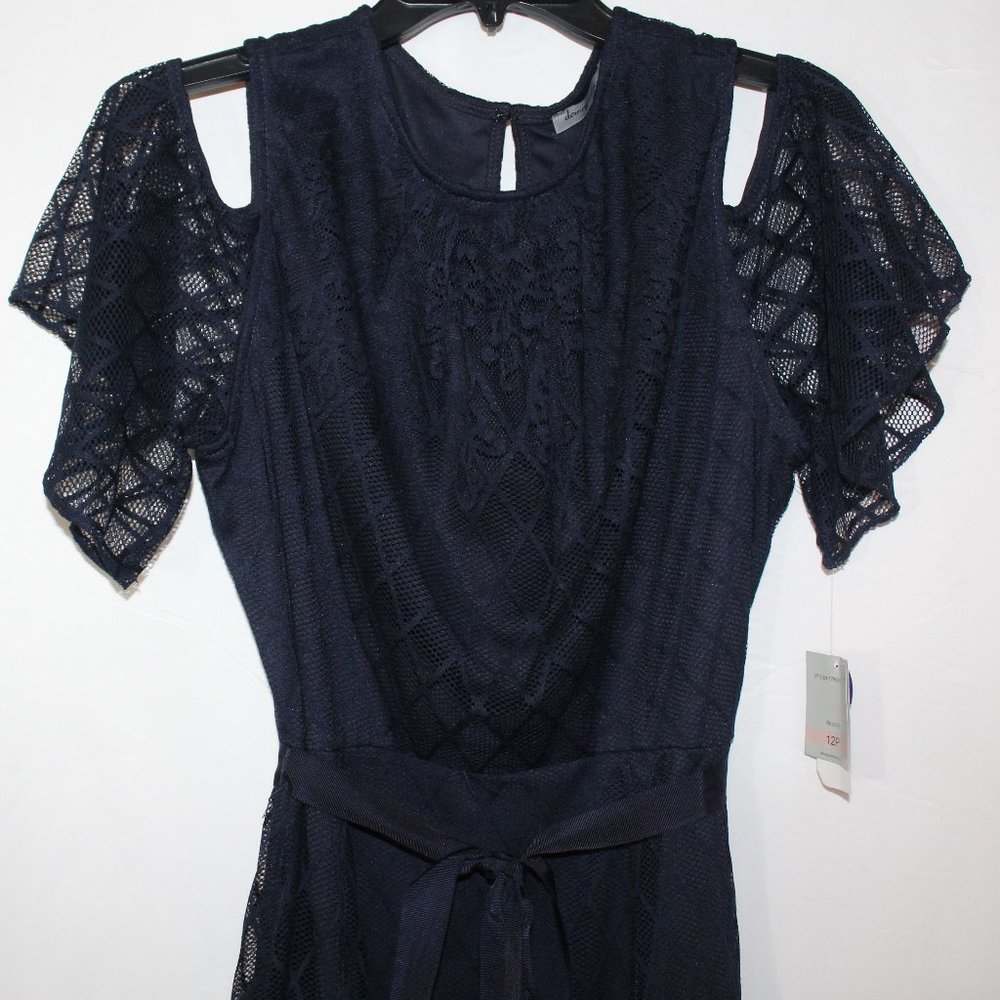 Short Sleeve Lace Floral Fit & Flare Dress